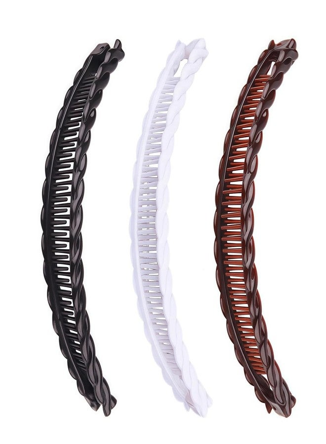GOUDOGEDC 3 Pcs Banana Hair Clips for Thick Curly Hair - Black and Brown and White Tortoise Clips, Vintage Clincher Combs for Women, Girls - Non-Slip Fish Grip Slides, Retro Hair Accessories - Image 1
